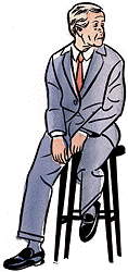 sketch of older white guy sitting on chair